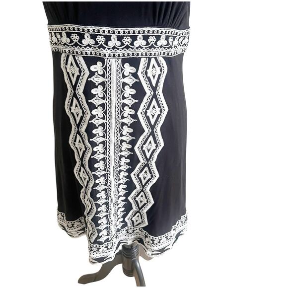 I.N.C International Concepts Embroidered Jersey Dress Knee Length Size Large BLK - Picture 8 of 11